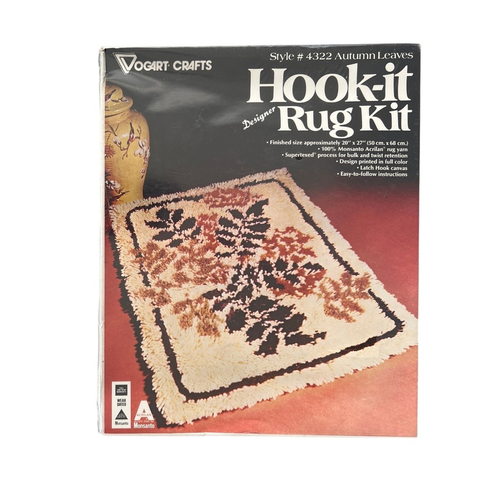 Vogart Crafts Autumn Leaves Hook-it Latch Hook Rug Kit 4322 Vintage Monsanto